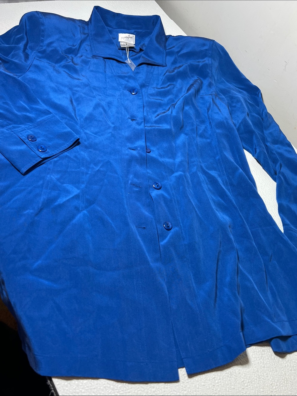 New Jacqueline Ferrar Long Sleeve Blouse Silk Button UP Size 14